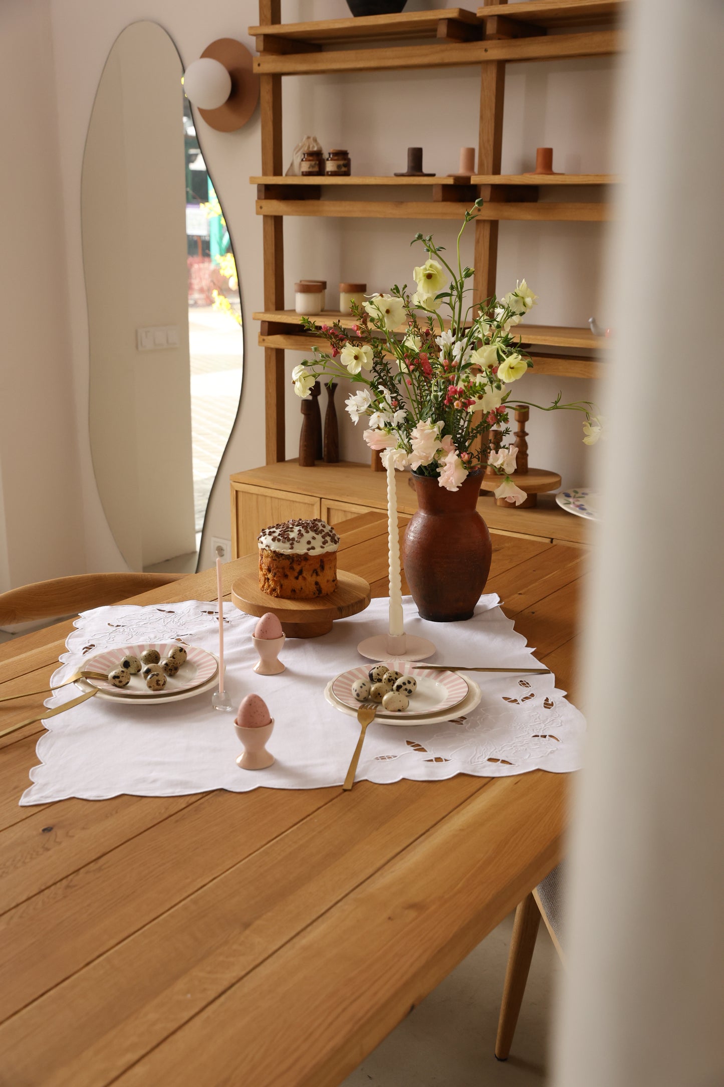 Linen napkin-handkerchief with embroidery Fine Bloom