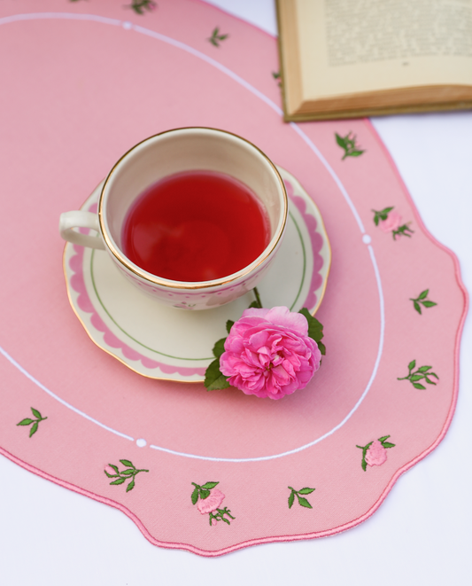 Рожевий плейсмат з вишивкою Троянди