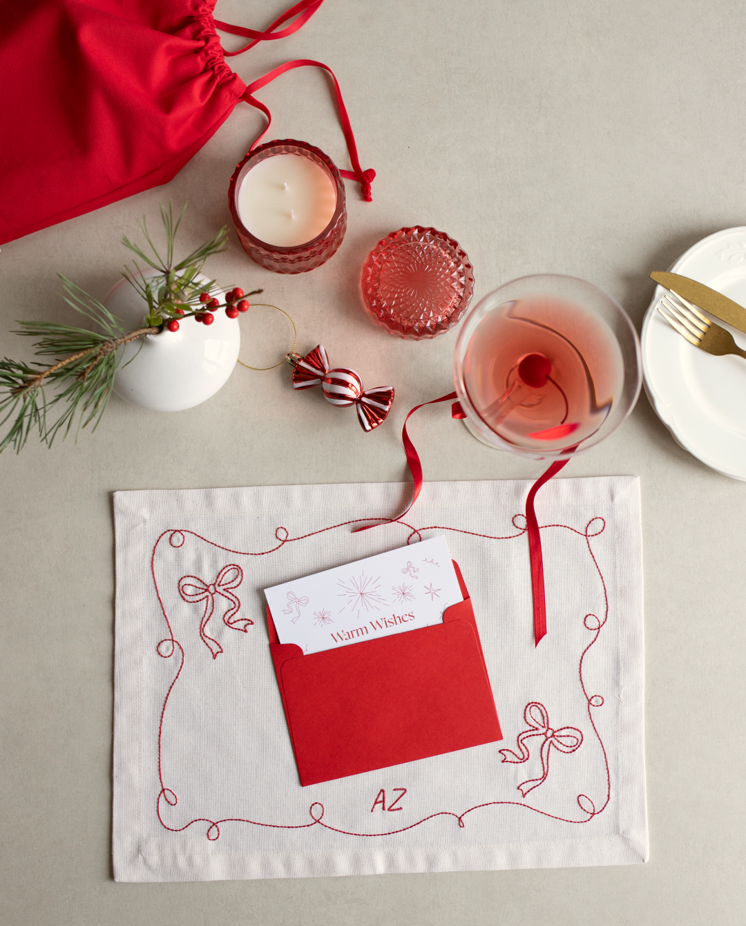 Holiday Bow Napkin Set