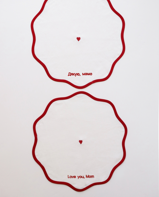Набір лляних фігурних серветок Fine Heart